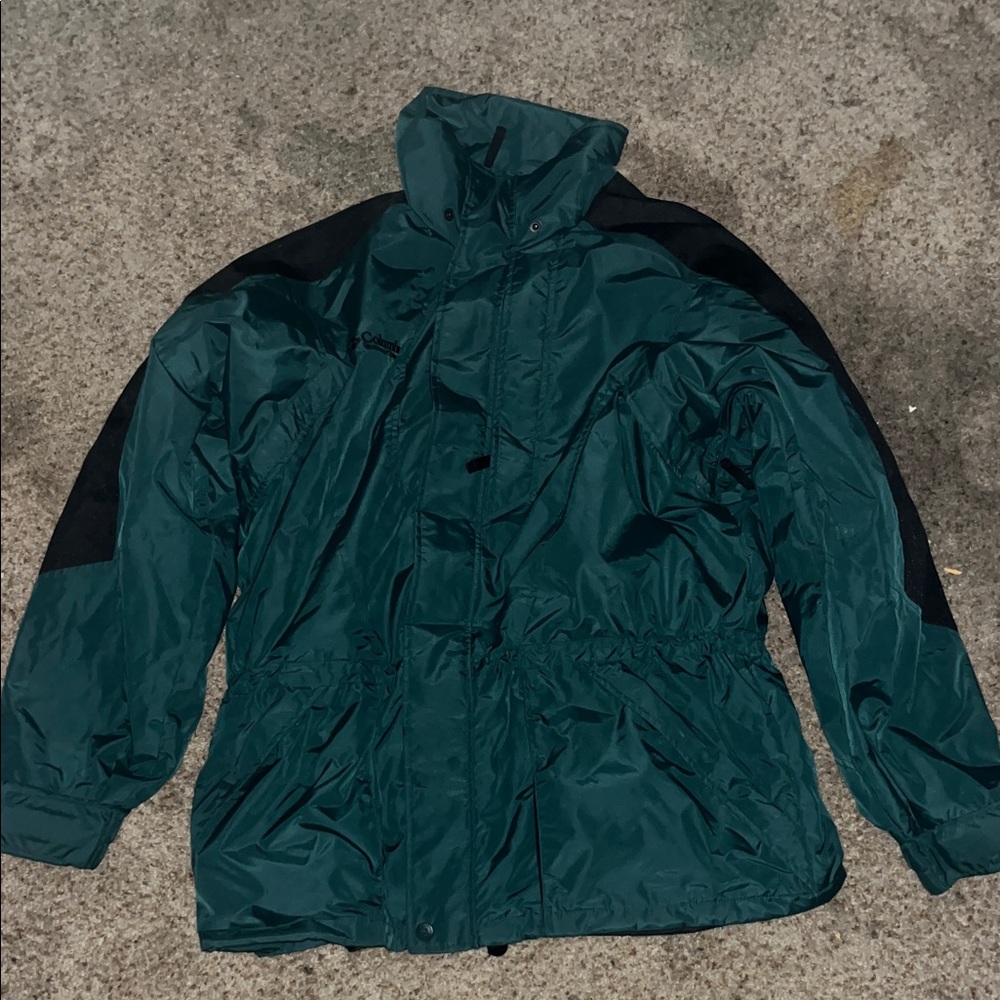 Forest Green and Black Raincoat for Men